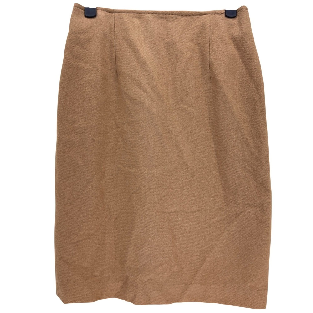 Abigail Aldrich Camel Brown Wool Pencil Skirt 8 Vintage Made in USA Lined Slit
